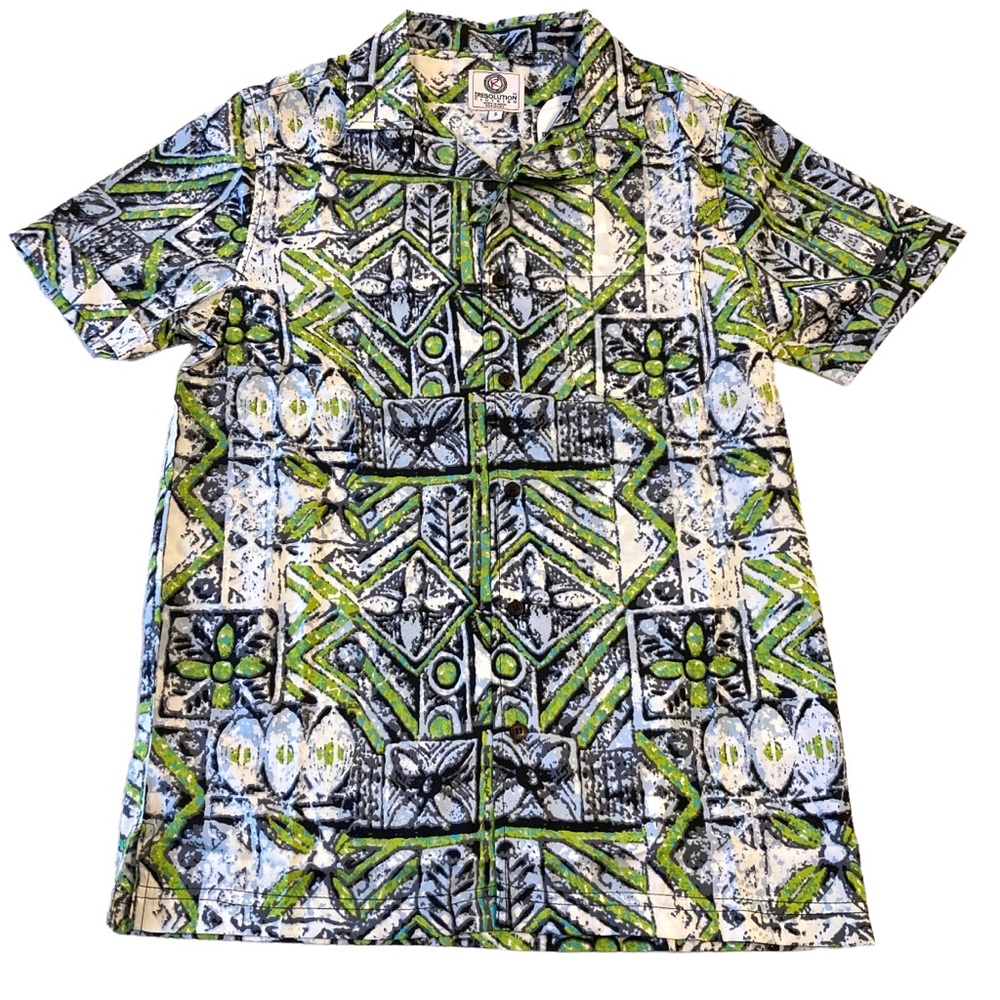 Mens Hawaiian shirt one Resolution clothing abstract white lime green RC1350 S